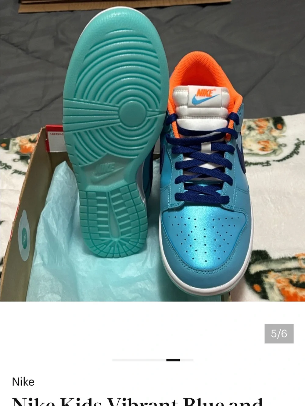 Men’s Nike dunk low Top Sneakers in Turquoise Blue with Orange Accents